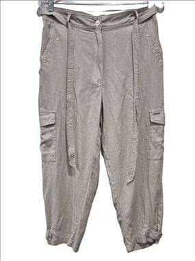 Simon Chang Beige Linen Blend Cargo Jogger Beige Pants – Size 6